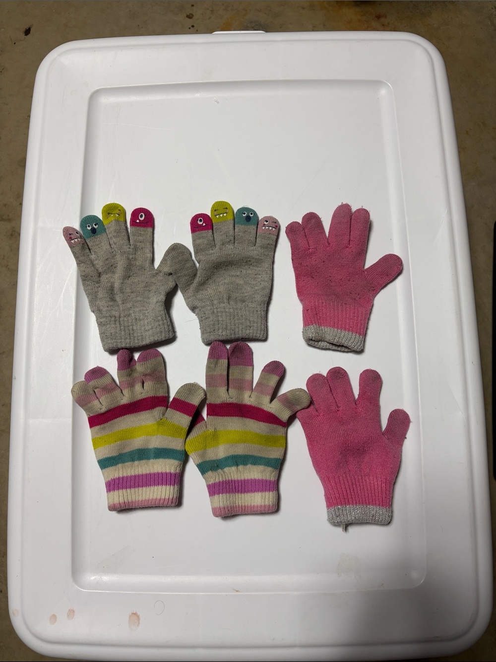 Carters Cozy Knit Gloves - Pink, Striped & Gray Finger Puppet Styles